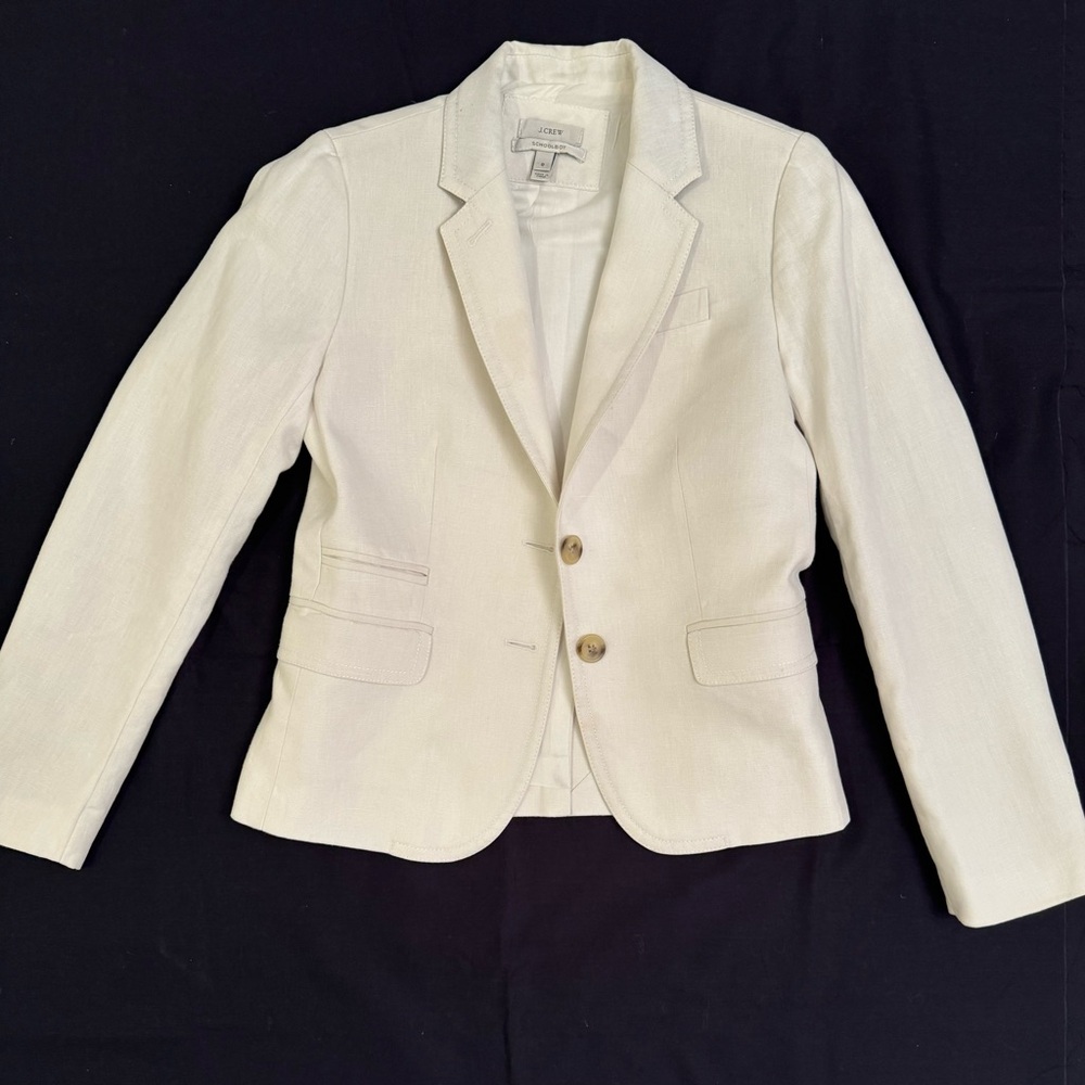 J.Crew White Linen Schoolboy Blazer, size 0